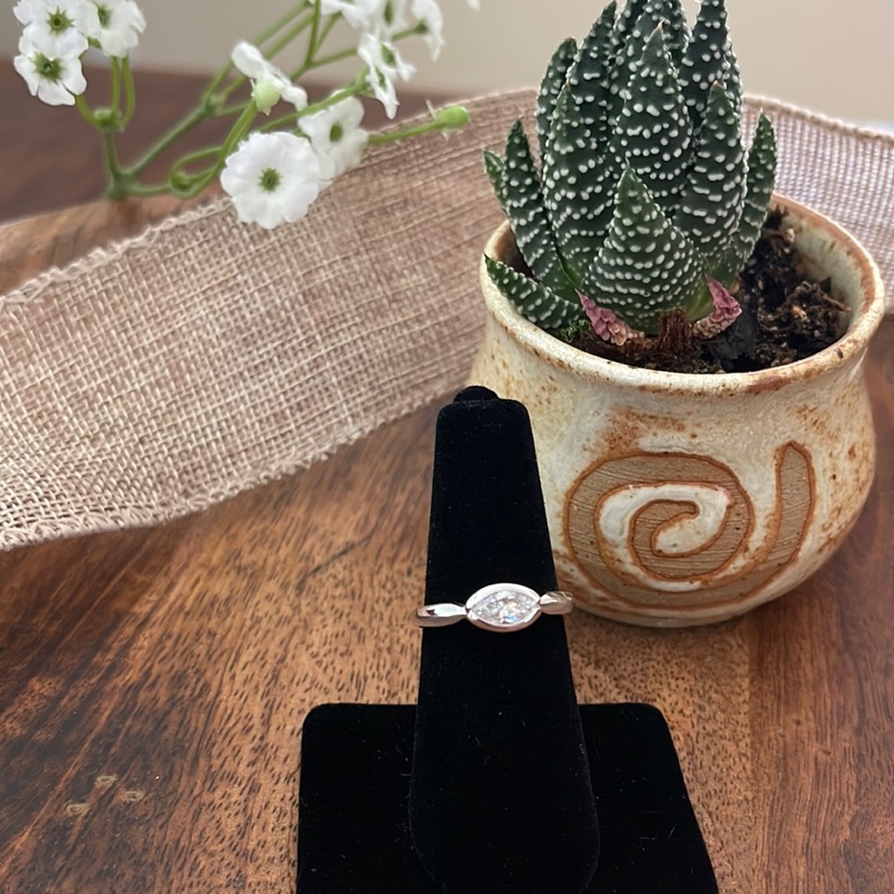 White CZ Ring in Sterling Silver  - Sz 7